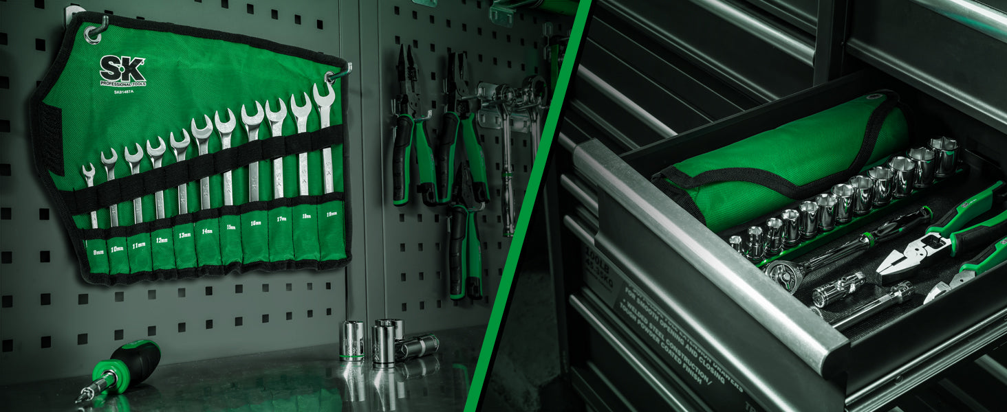 SK Tools 19-Piece Metric Combination Wrench Set - 6-24mm SuperKrome Long Pattern