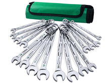 Load image into Gallery viewer, 16 Piece, 12 Point, SAE &amp; Metric Chrome Combination Wrench Set
