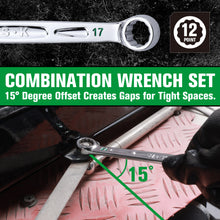 Load image into Gallery viewer, 16 Piece, 12 Point, SAE &amp; Metric Chrome Combination Wrench Set
