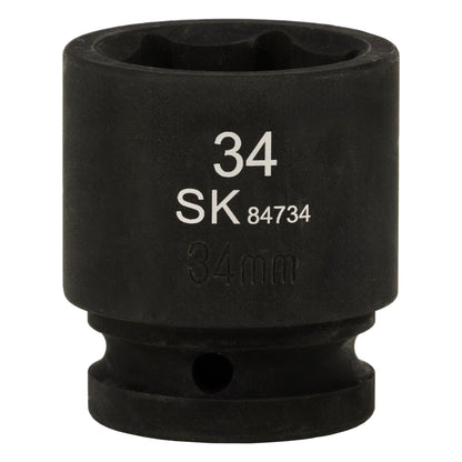 SK84734 - 3/4" Drive, 6 Point, Shallow, Metric Impact Socket, 34mm