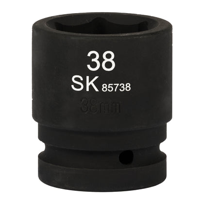 SK85738 - 1" Drive, 6 Point, Shallow Metric Impact Socket, 38mm