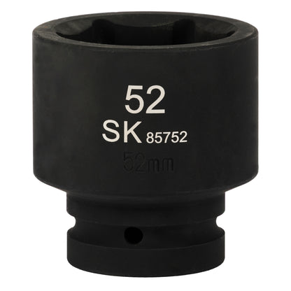 SK85752 - 1" Drive, 6 Point, Shallow Metric Impact Socket, 52mm