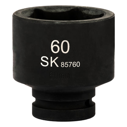 SK85760 - 1" Drive, 6 Point, Shallow Metric Impact Socket, 60mm