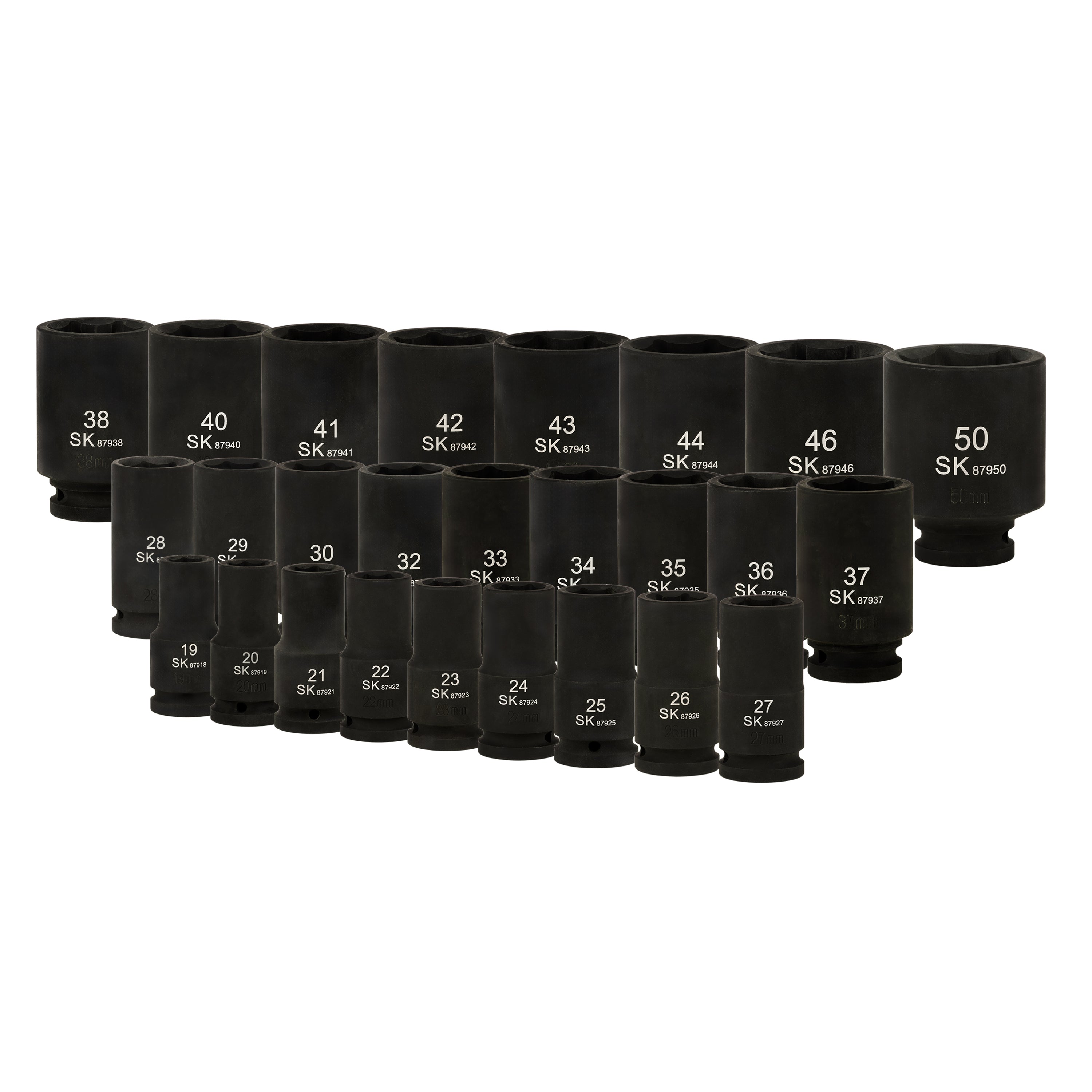 SK87960 - 3/4" Drive, 26 Piece, 6 Point, Deep, Metric Impact Socket Set