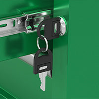 Modular stackable storage toolbox by SK Tools USA, LLC with 4 drawers and lockable key system