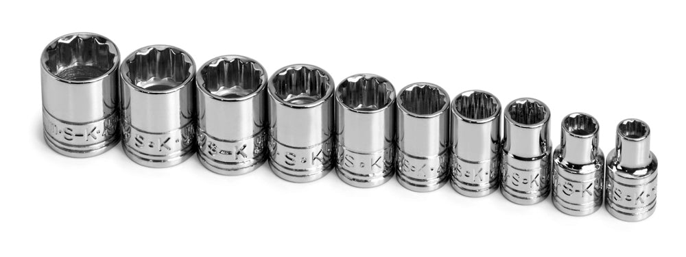 10 Piece 1/4" Drive 12 Point Standard Metric Chrome Socket Set