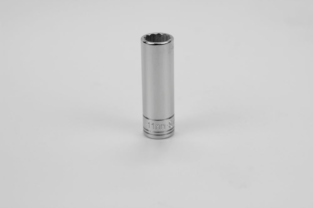11 mm 1/4" Drive 12 Point Metric Deep Chrome Socket