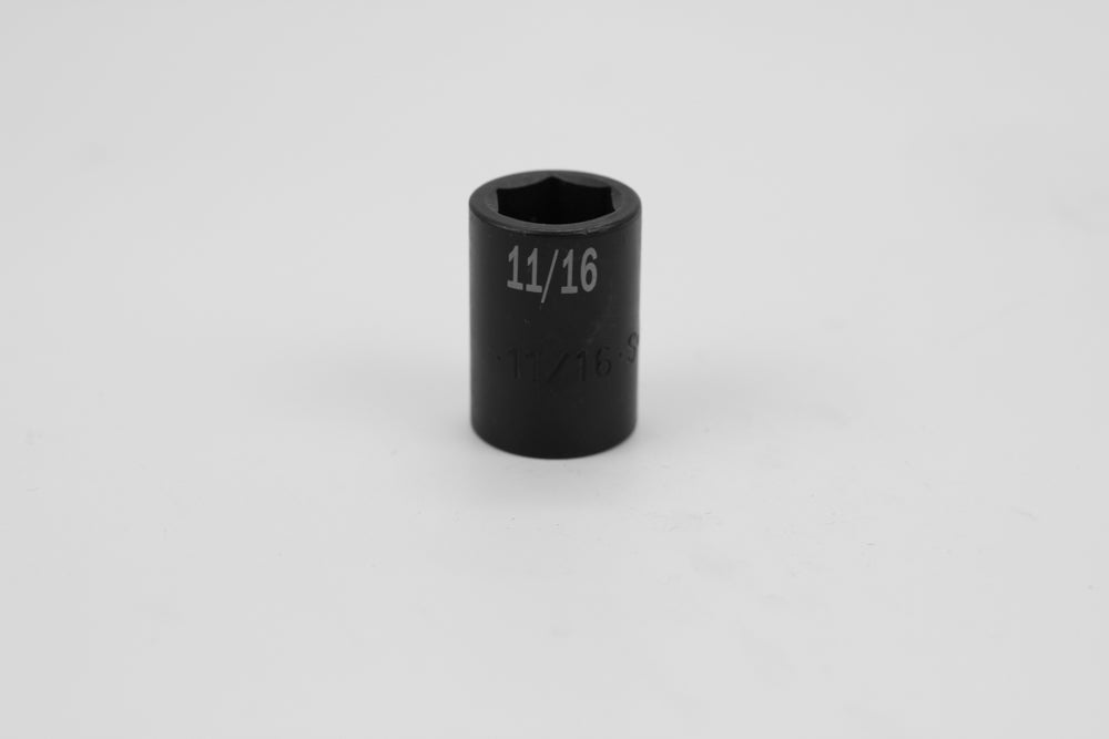 11/16" 1/2" Drive 6 Point Standard Fractional Impact Socket