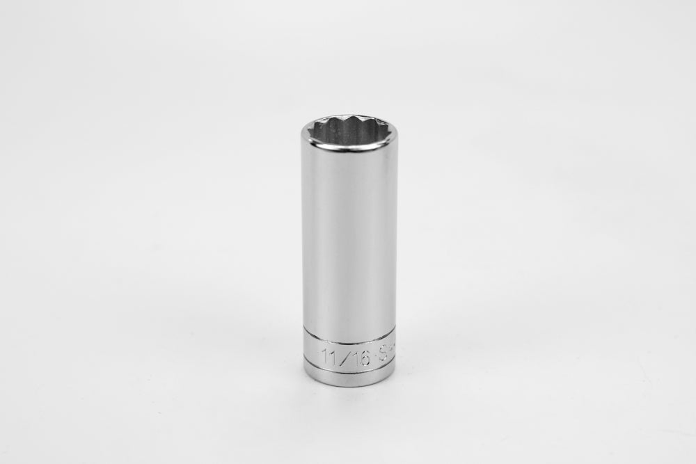 11/16" 3/8" Drive 12 Point Fractional Deep Chrome Socket