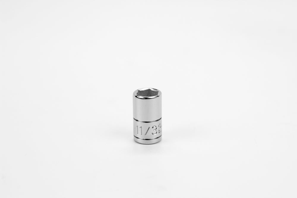 11/32" 1/4" Drive 6 Point Fractional Standard Chrome Socket
