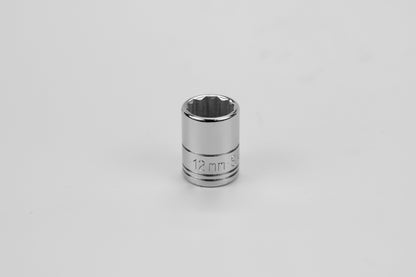 12 mm 1/4" Drive 12 Point Metric Standard Chrome Socket