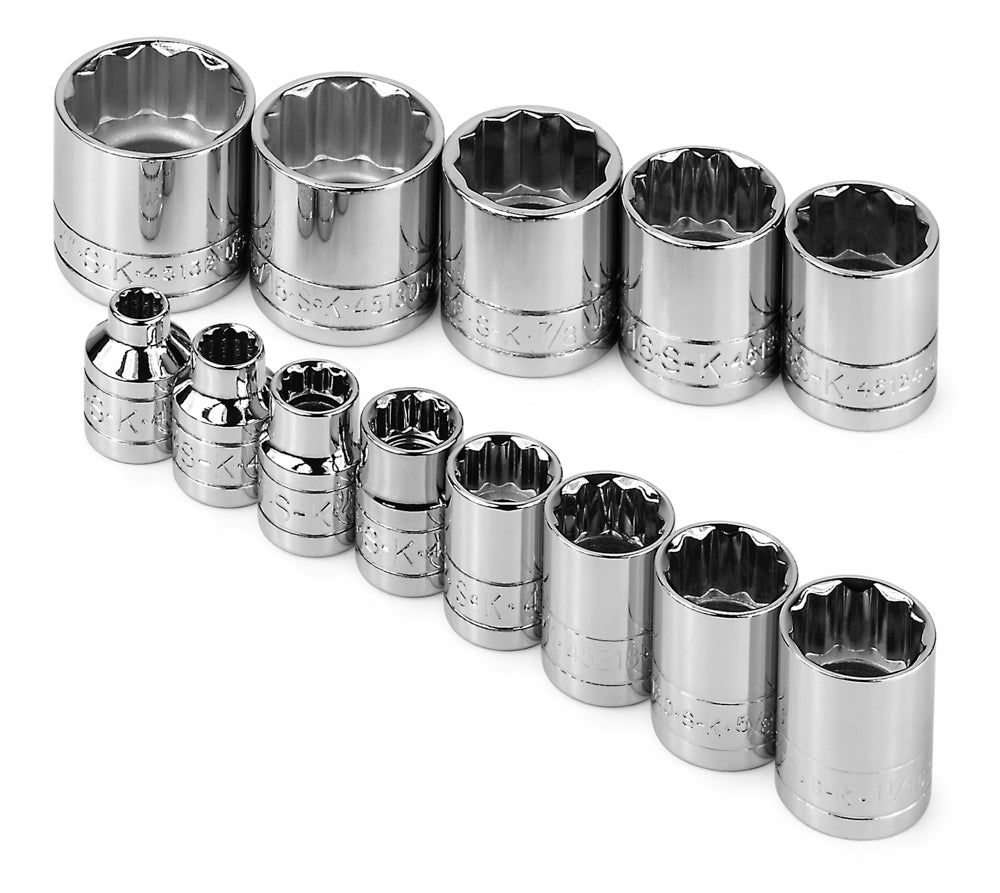 13 Piece 3/8" Drive 12 Pt Standard Fractional Chrome Socket Set
