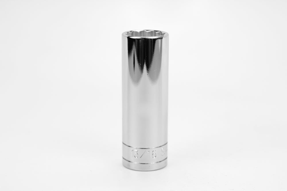 13/16" 1/2" Drive 12 Point Fractional Deep Chrome Socket
