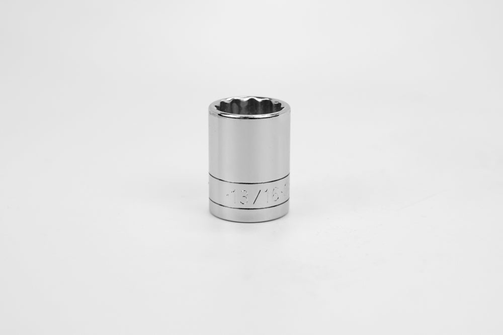 13/16" 1/2" Drive 12 Point Fractional Standard Chrome Socket