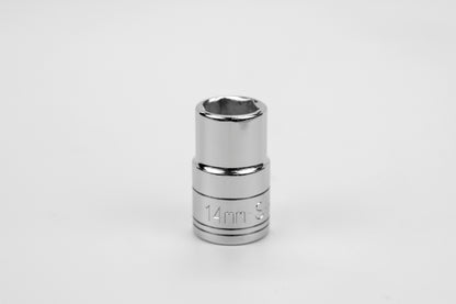 14 mm 1/2" Drive 6 Point Metric Standard Chrome Socket