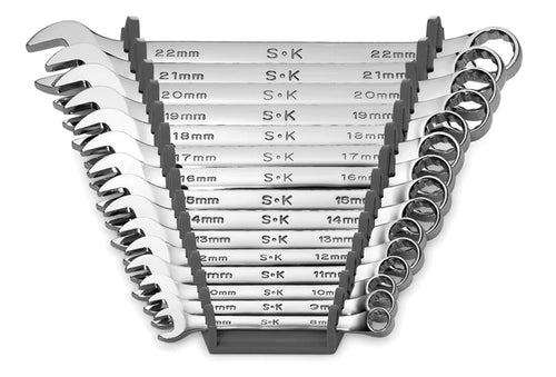 15 Piece 12 Point Metric Regular Combination Chrome Wrench Set