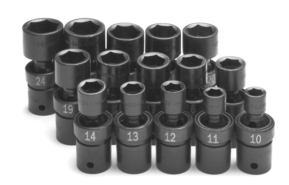 15 Piece 1/2" Drive Metric Swivel Impact Socket Set