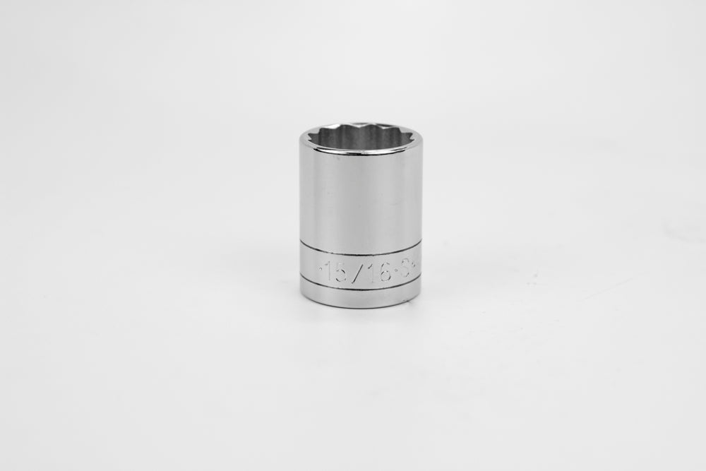 15/16" 1/2" Drive 12 Point Fractional Standard Chrome Socket