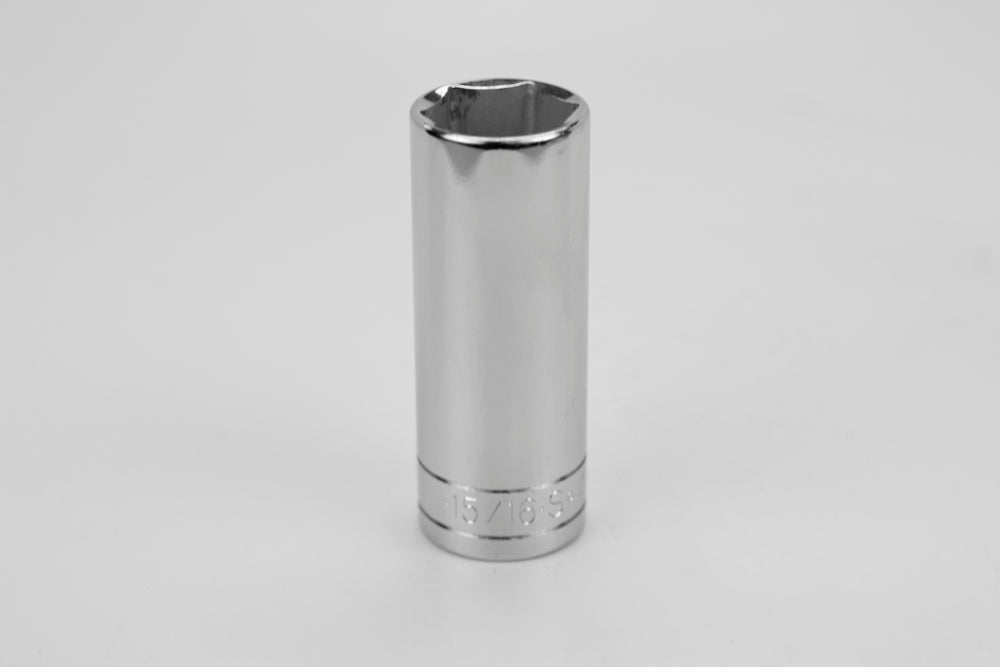 15/16" 1/2" Drive 6 Point Fractional Deep Chrome Socket