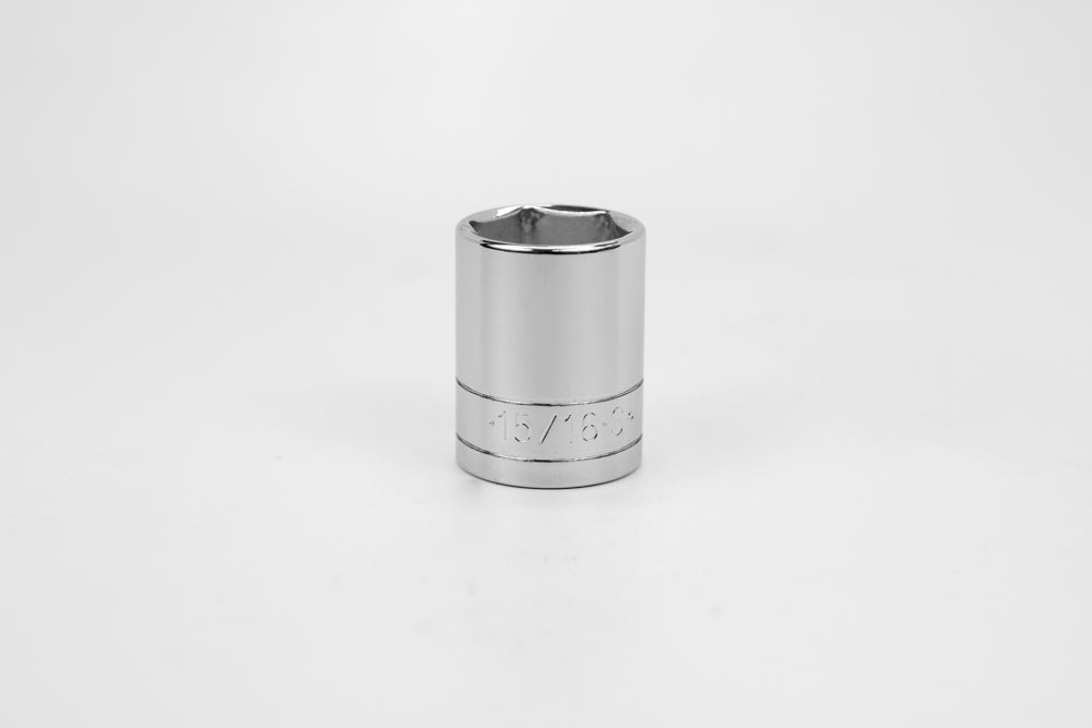 15/16" 1/2" Drive 6 Point Fractional Standard Chrome Socket