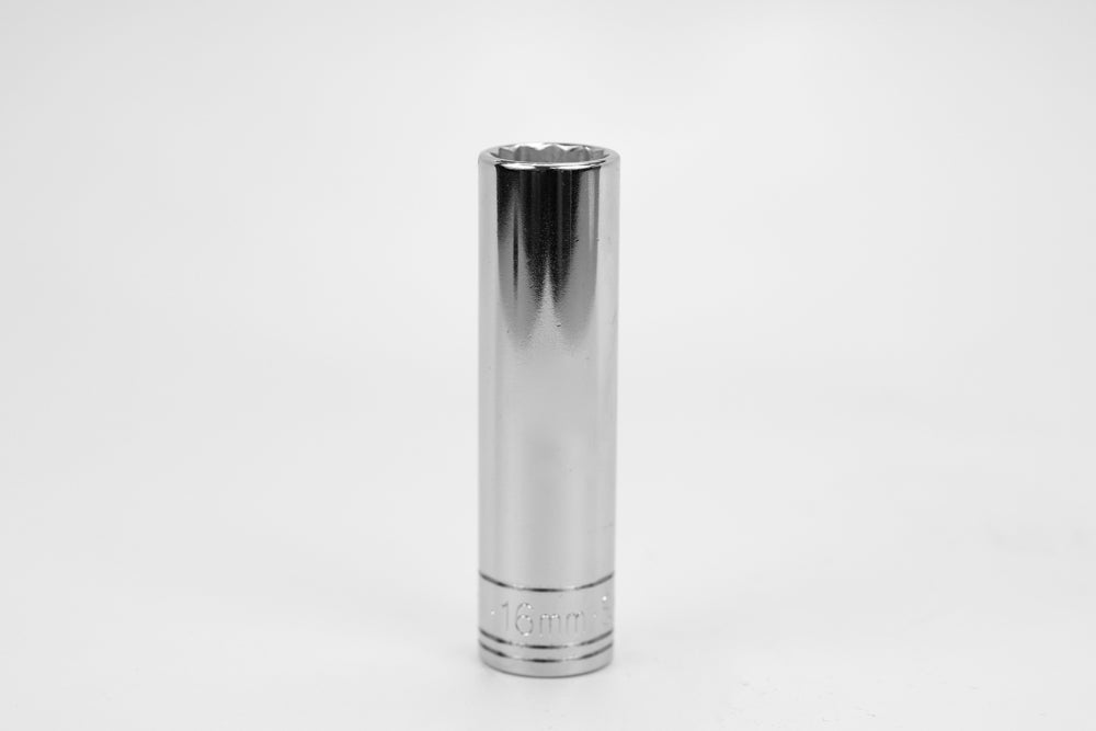 16 mm 1/2" Drive 12 Point Metric Deep Chrome Socket