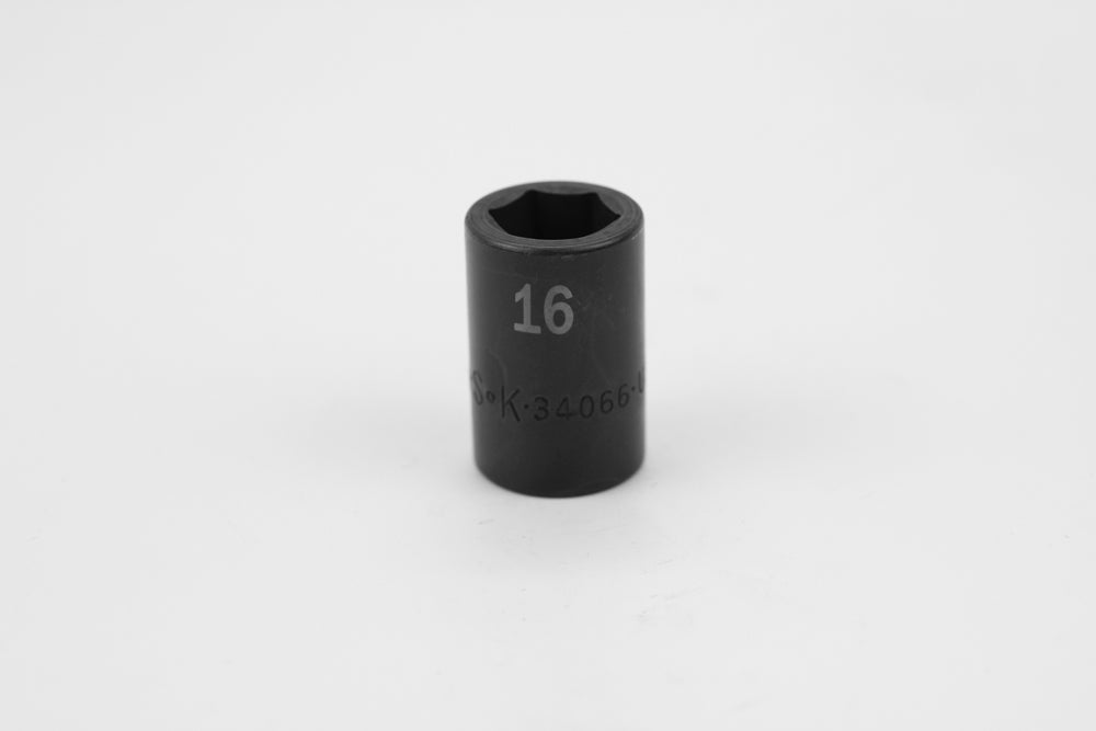16 mm 1/2" Drive 6 Point Standard Metric Impact Socket