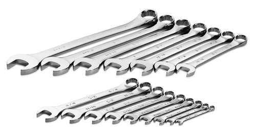 16 Piece 6 & 12 Pt SAE Regular Combination Chrome Wrench Set