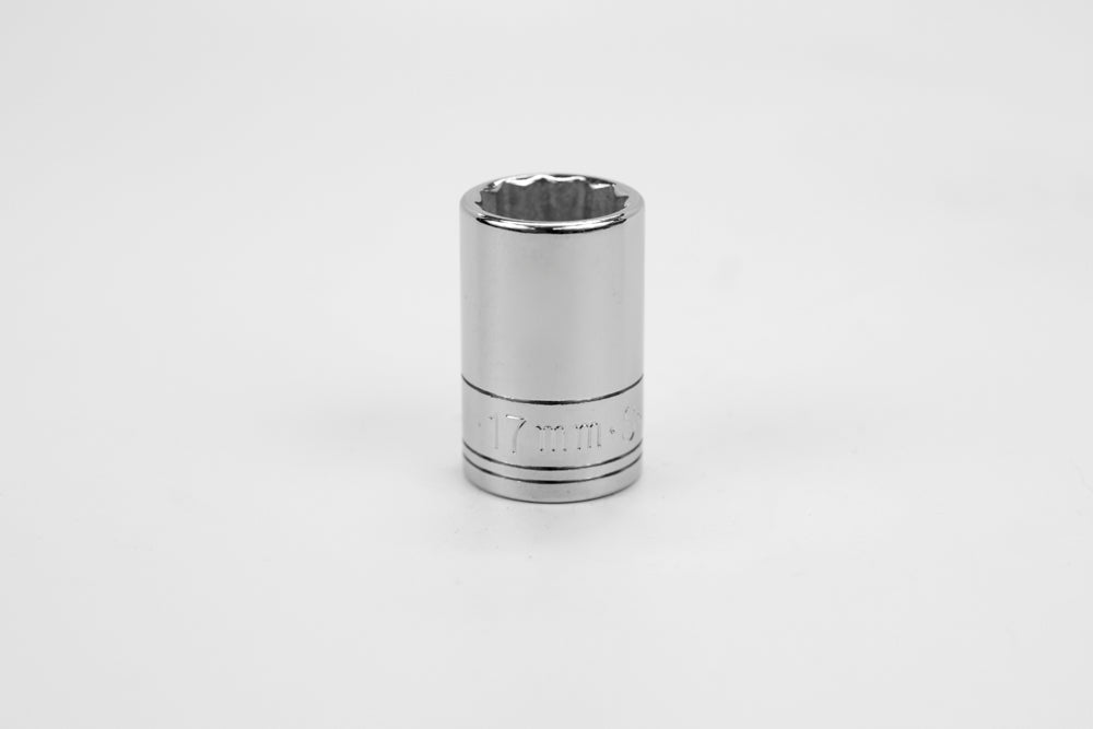17 mm 1/2" Drive 12 Point Metric Standard Chrome Socket