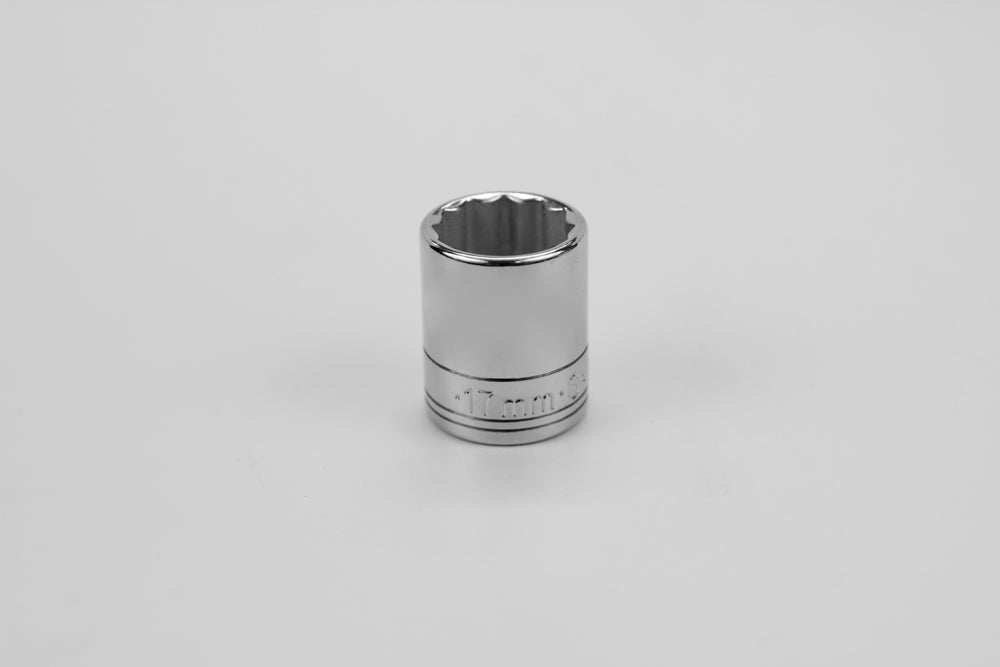 17 mm 3/8" Drive 12 Point Metric Standard Chrome Socket