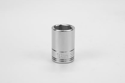 18 mm 1/2" Drive 6 Point Metric Standard Chrome Socket