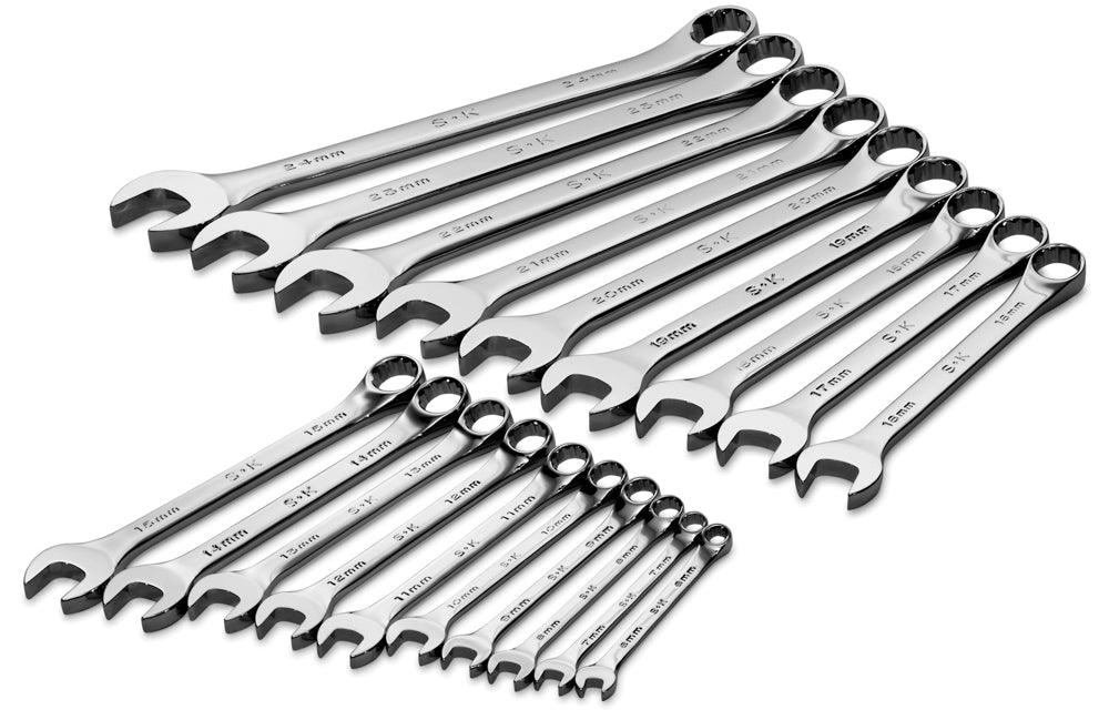 19 Piece 12 Point Metric Regular Combination Chrome Wrench Set