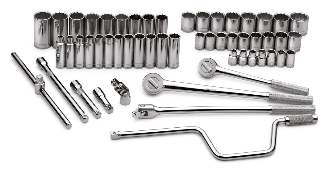 54 Piece 1/2" Drive 12 Pt Std and Deep Metric Socket Set