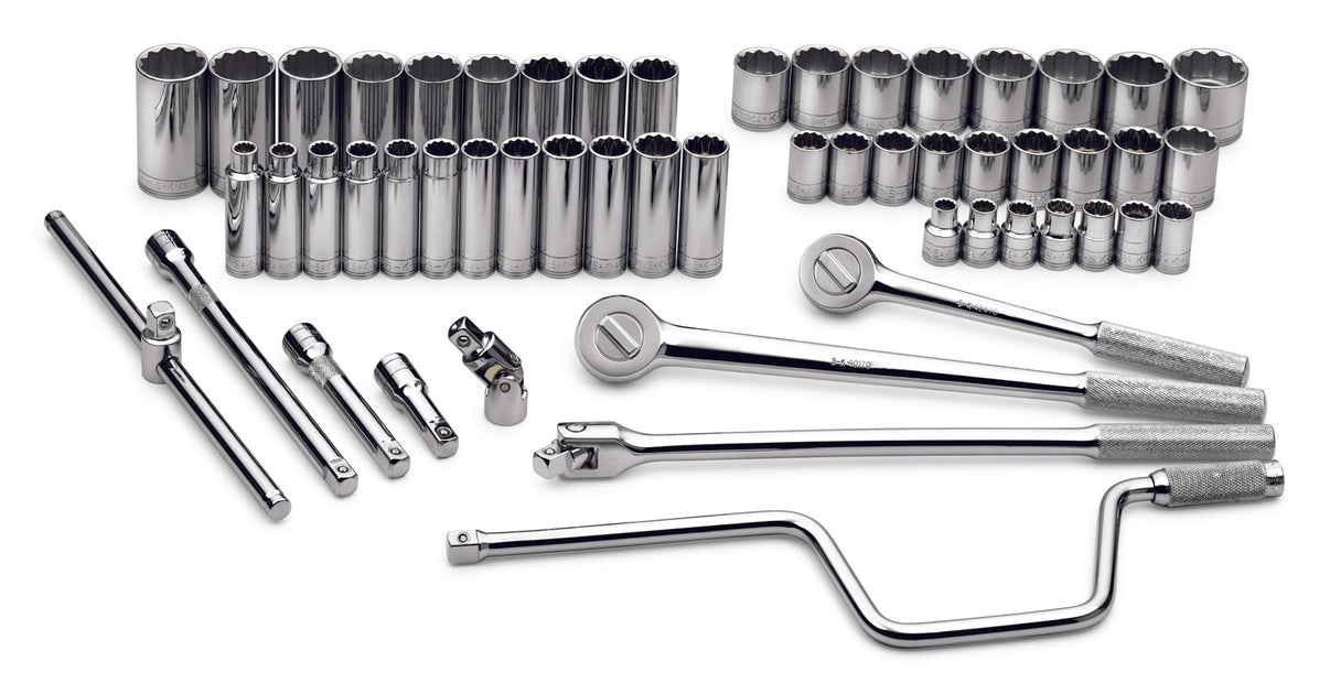 54 Piece 1/2" Drive 12 Pt Std and Deep Metric Socket Set