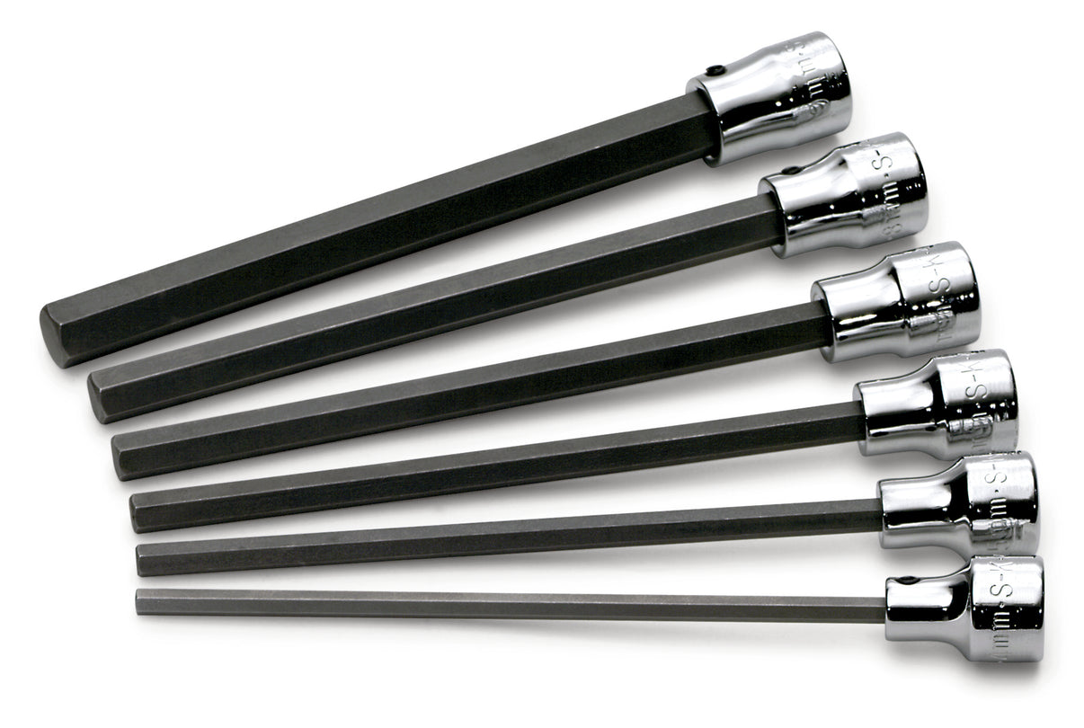 6 Piece 3/8" Drive Metric Long Hex Bit Socket Set