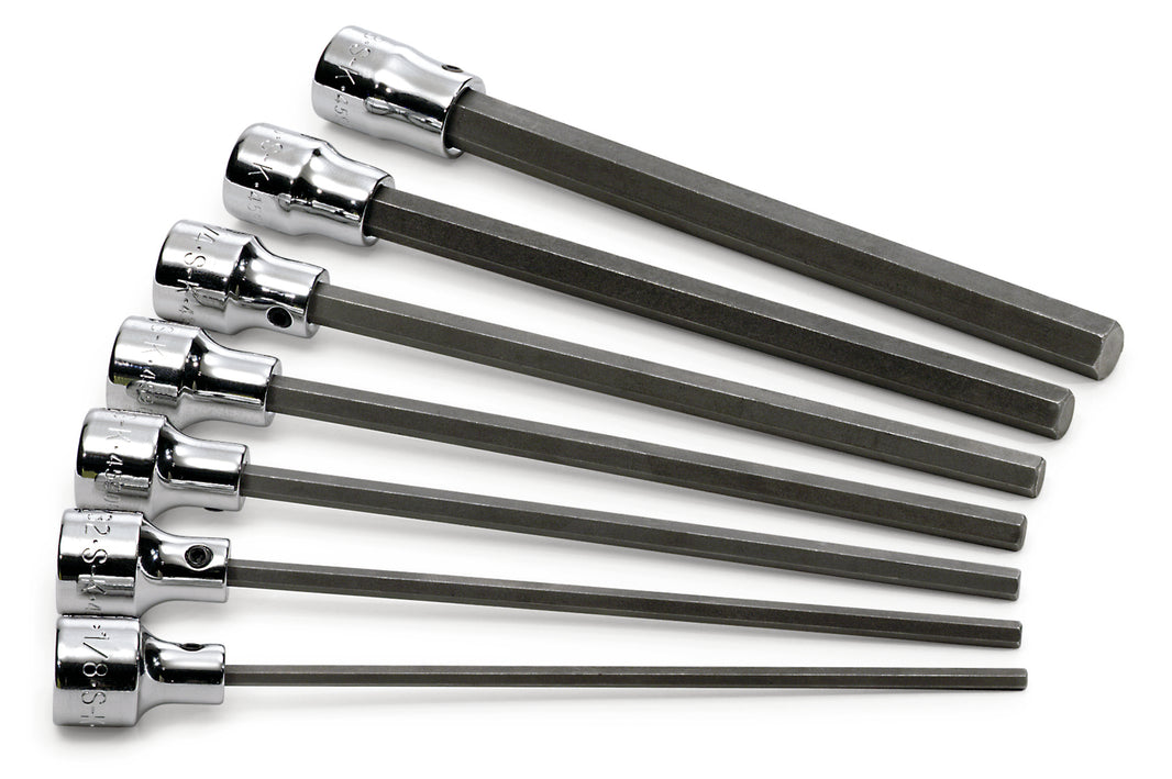 7 Piece, 3/8" Drive, Fractional, Long Hex Bit Socket Set