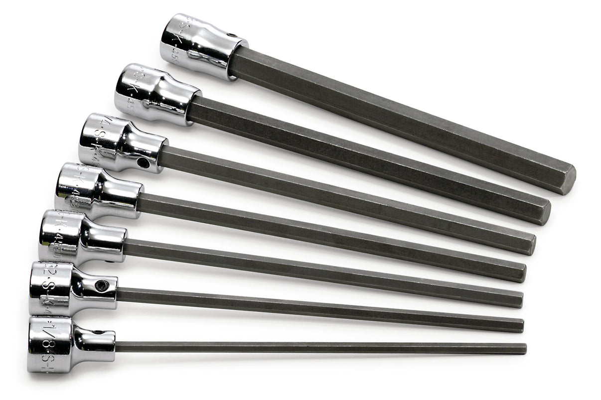 7 Piece, 3/8" Drive, Fractional, Long Hex Bit Socket Set