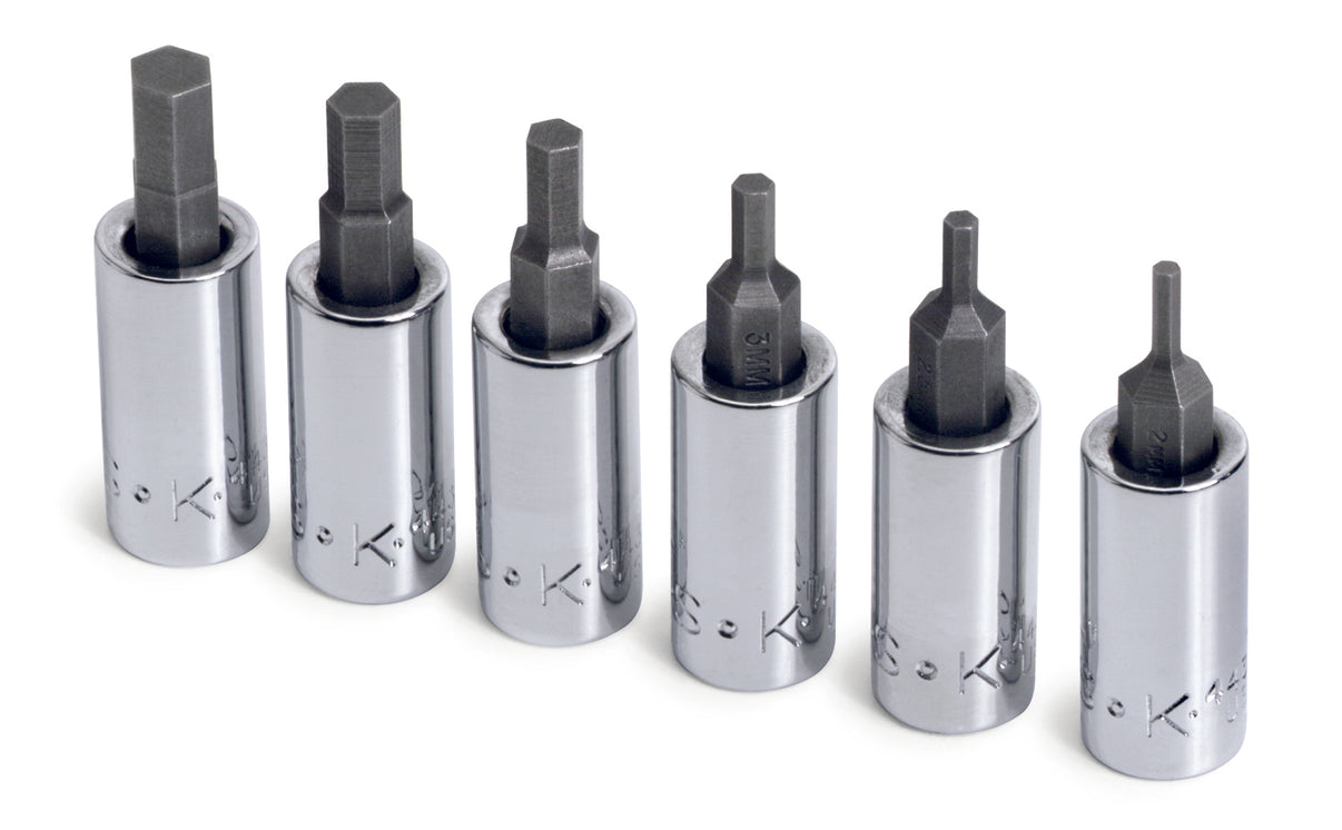 6 Piece 1/4" Drive Metric Hex Bit Socket Set