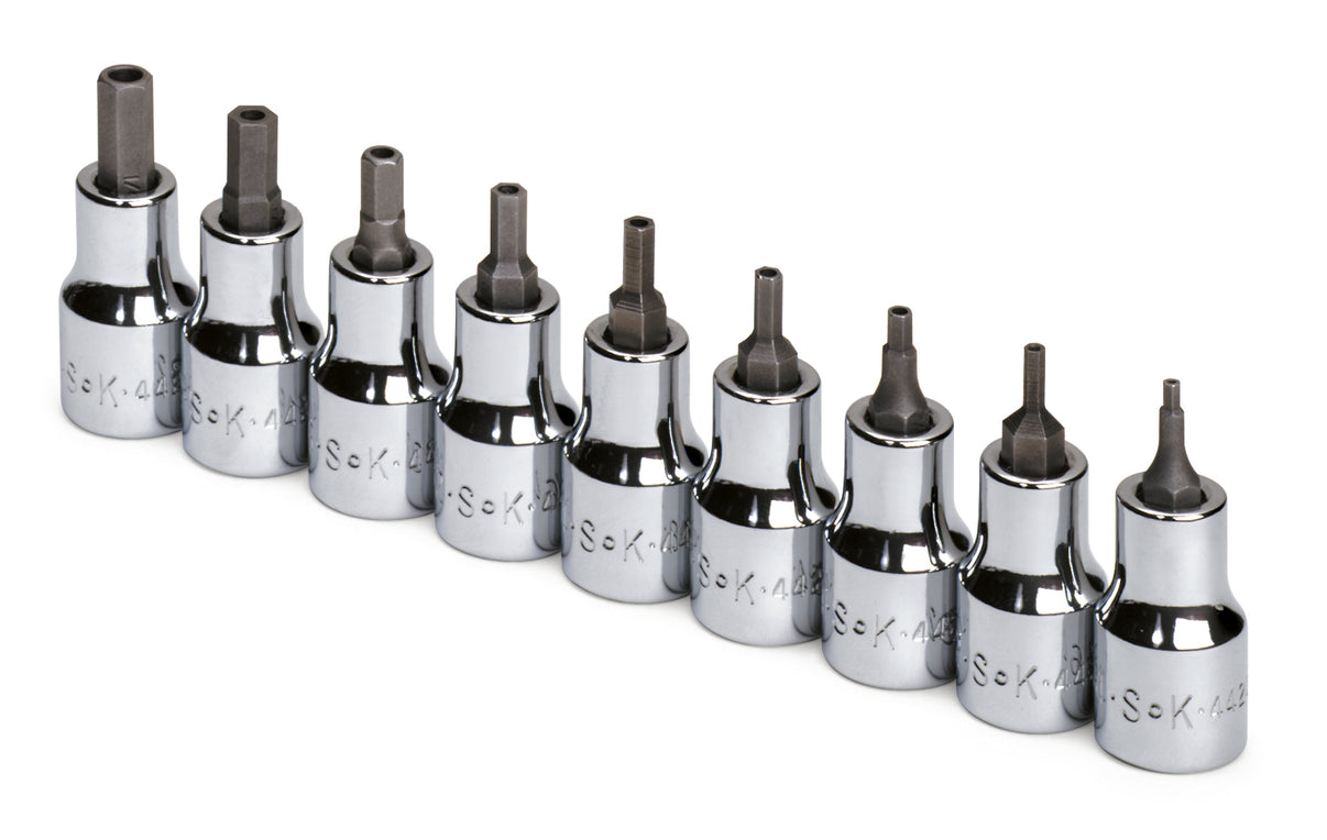 9 Piece 3/8" Drive Fractional Tamper-Proof Hex Bit Socket Set