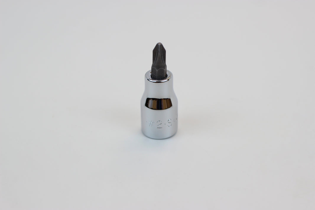 #2 3/8" Drive Phillips Screwdriver Chrome Bit Socket