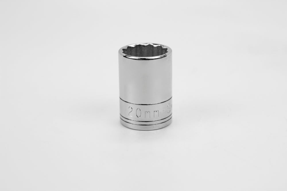 20 mm 1/2" Drive 12 Point Metric Standard Chrome Socket