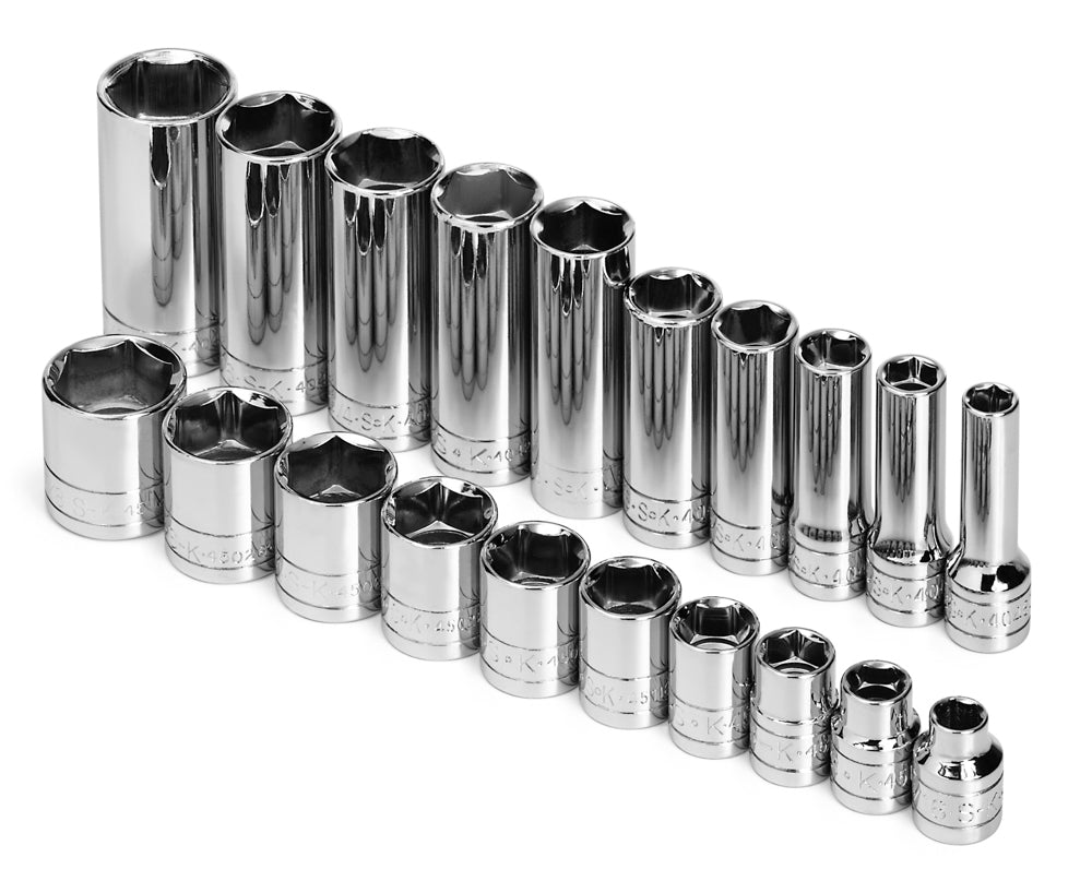 20 Piece 3/8" Drive 6 Pt Std, Deep and Extra Deep SAE Socket Set