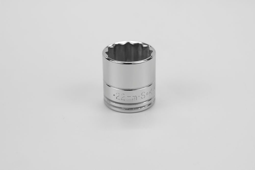 22 mm 3/8" Drive 12 Point Metric Standard Chrome Socket