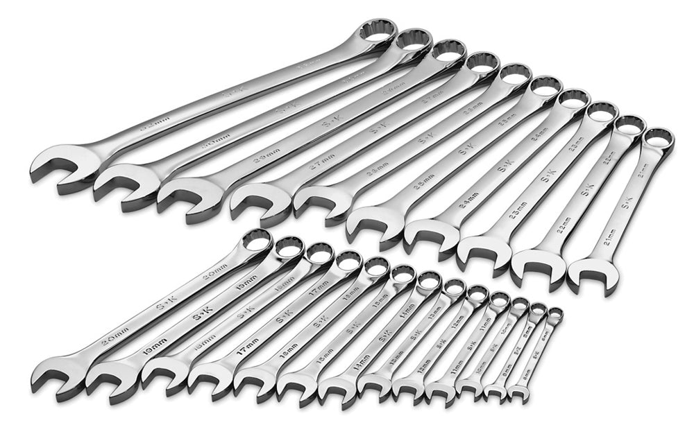 23 Piece 12 Point Metric Regular Combination Chrome Wrench Set
