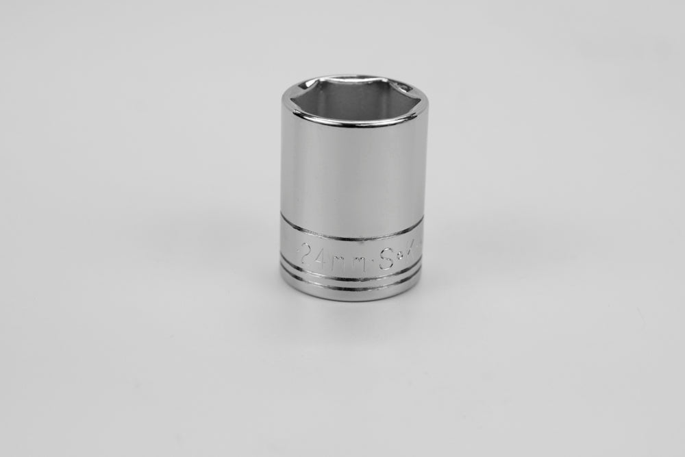 24 mm 1/2" Drive 6 Point Metric Standard Chrome Socket
