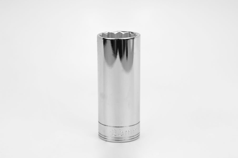 25 mm 1/2" Drive 12 Point Metric Deep Chrome Socket