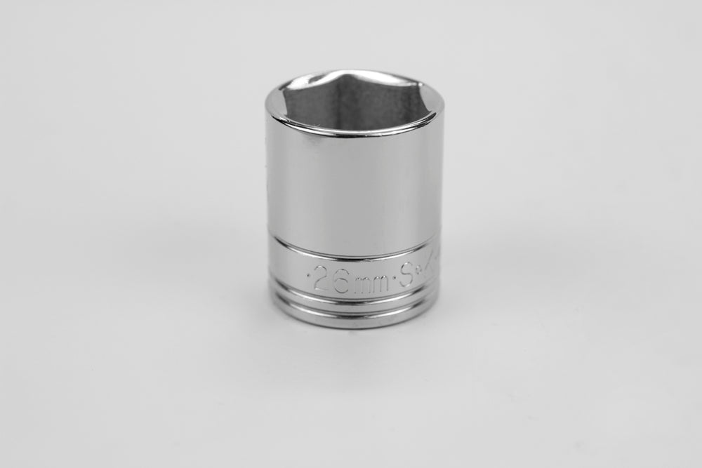 26 mm 1/2" Drive 6 Point Metric Standard Chrome Socket