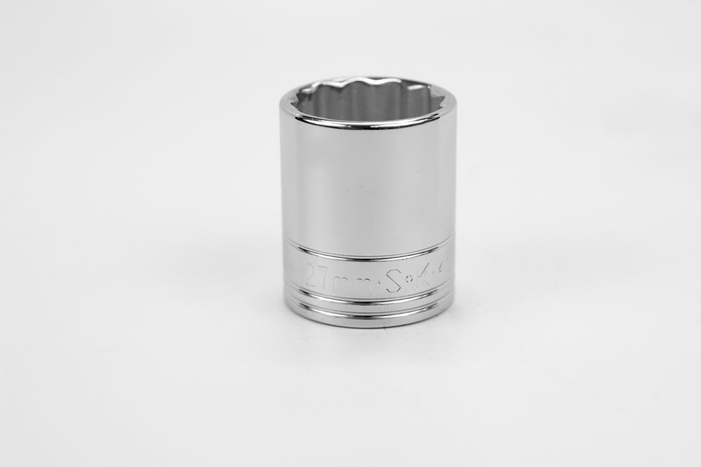 27 mm 1/2" Drive 12 Point Metric Standard Chrome Socket