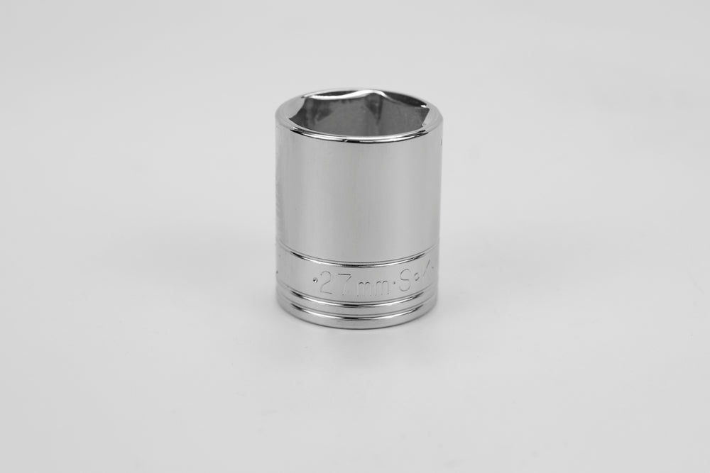27 mm 1/2" Drive 6 Point Metric Standard Chrome Socket