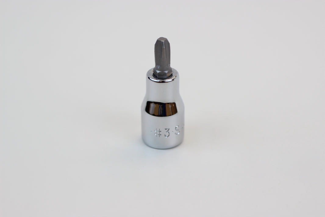 #3 3/8" Drive Phillips Screwdriver Chrome Bit Socket