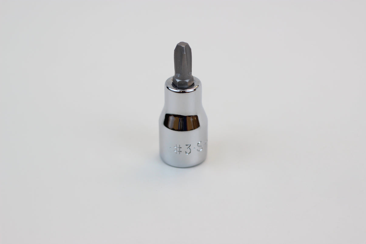 #3 3/8" Drive Phillips Screwdriver Chrome Bit Socket